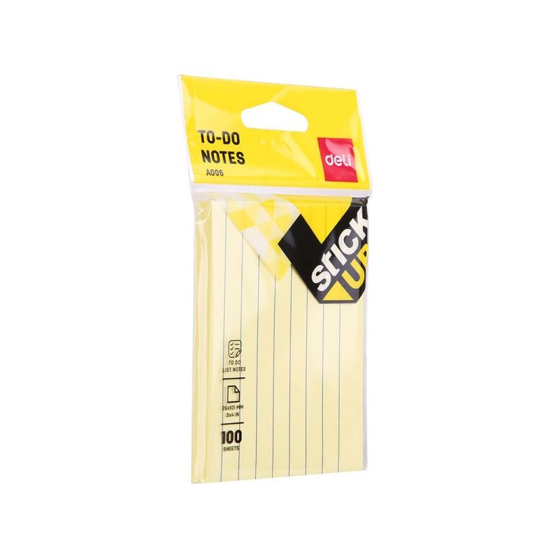 To Do Notes 76x101mm 100 Sheets Yellow 8 lines printed Horizontal pad - Deli