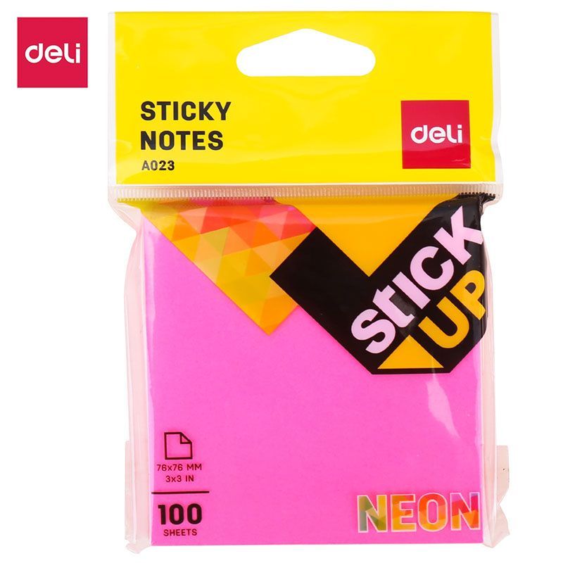 Sticky Notes 76x76mm 100 Sheets 4 Neon Colour - Deli