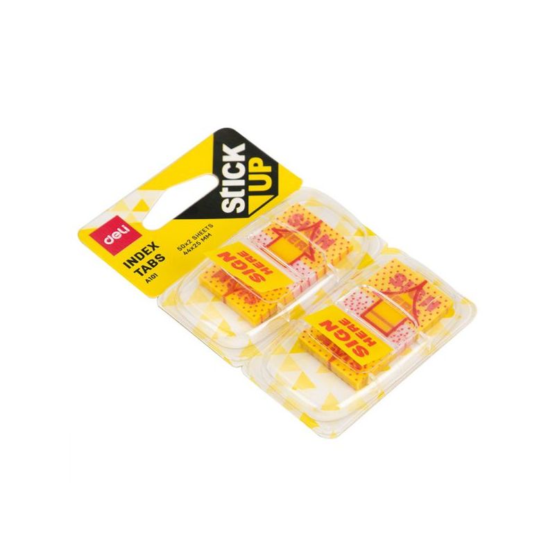Pop up Flags 44x25mm PP Tab Sign Here Yellow with white - Deli