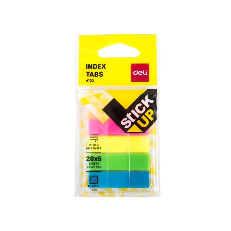 Index Tabs 44x12mm PP Tab Pink orange yellow green blue - Deli