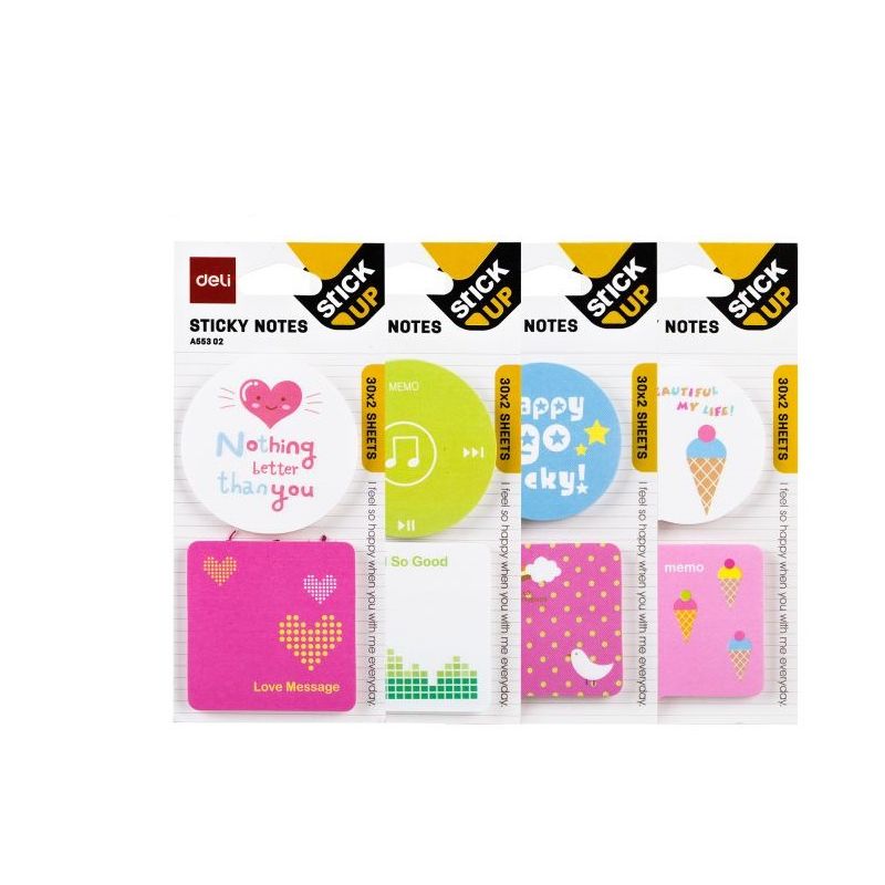 Sticky Notes 51x51mm 2x30 Sheets Asst - Deli