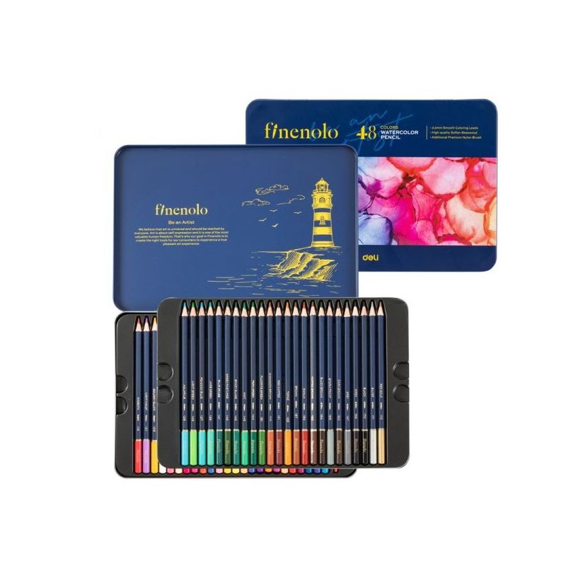 Colour Pencils Finenolo - Watercolour (48pc) w/ Metal Case - Deli