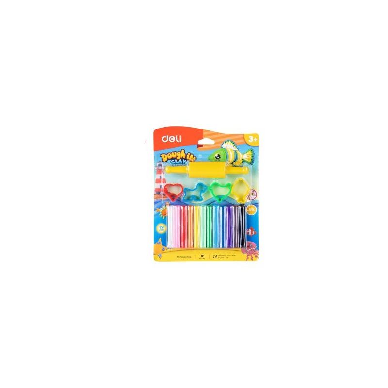 Modelling Clay - Plasticine 12 Colours Net Weight: 160g Assorted - Deli