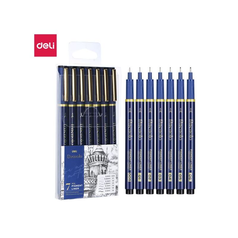 Finenolo Pigment Liner 7 pcs (0.2, 0.25, 0.3, 0.35, 0.4, 0.45, 0.5mm) - Deli
