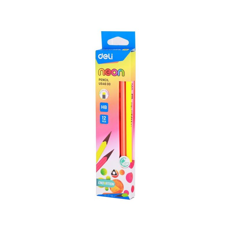 Pencils - HB (12pc) Wood Free Triangular with Eraser Tip - Deli