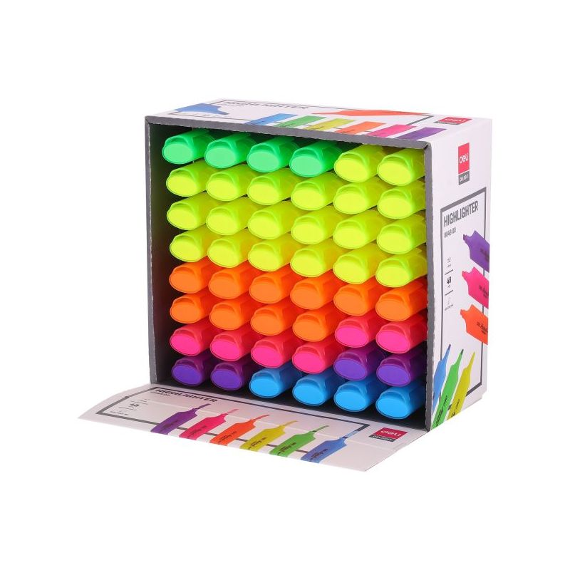 Highlighter - Chisel Tip 1.5mm Bright (48pc) - Assorted - Deli