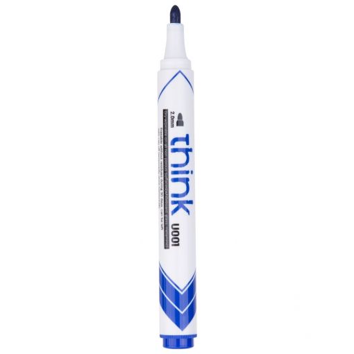 Whiteboard Marker - Bullet Tip 2.0mm (12pc) Think - Blue - Deli