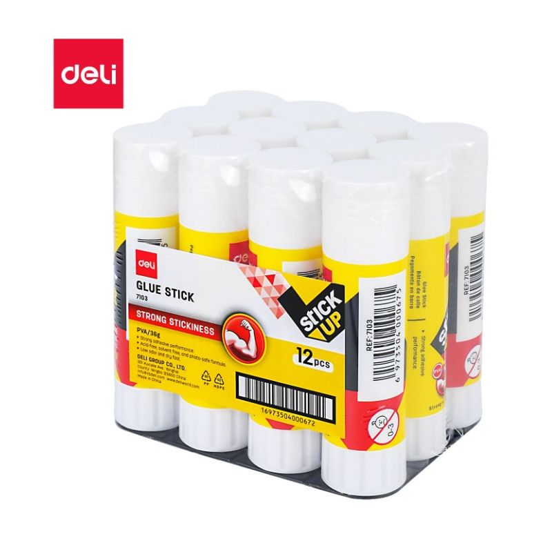 Glue Stick - 36g (12pc) PVA Stick Up - Deli