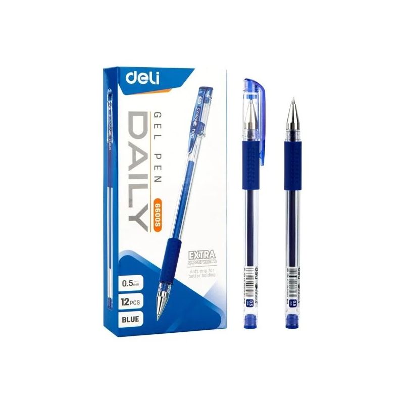 Pen - Gel - Blue - Tip 0.5mm (12pc) - Daily - Deli