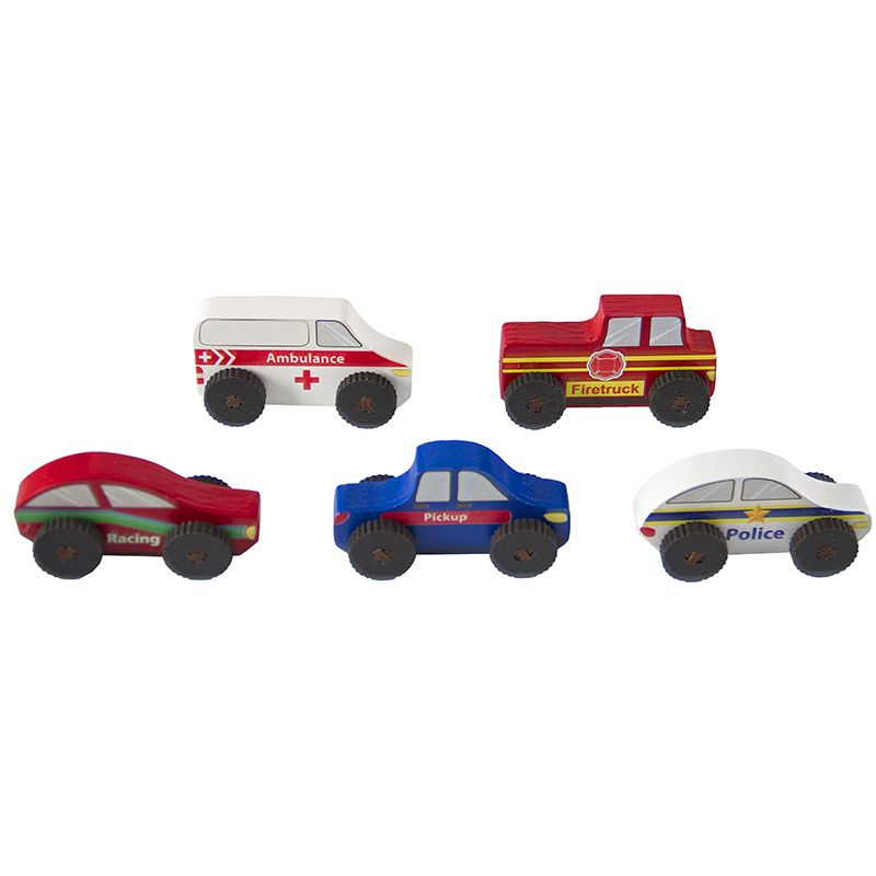 Wooden Coloured Car Set (5pc) - Small