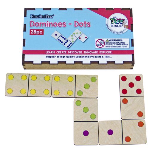 Dominoes - Dots Coloured (28pc) - Wood