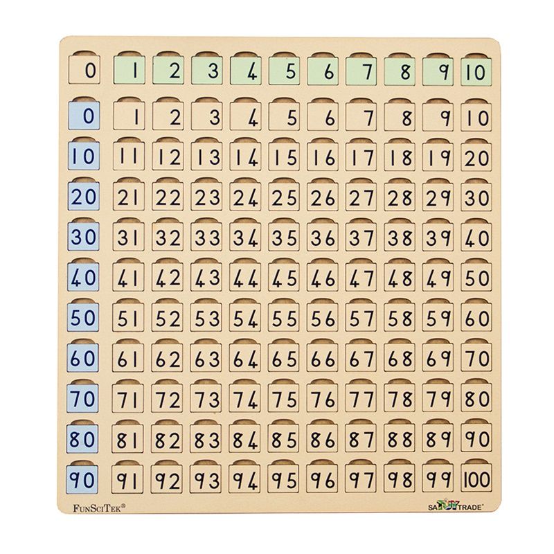 Learner Number Board with Insert Numbers 0 to 100 - Wood
