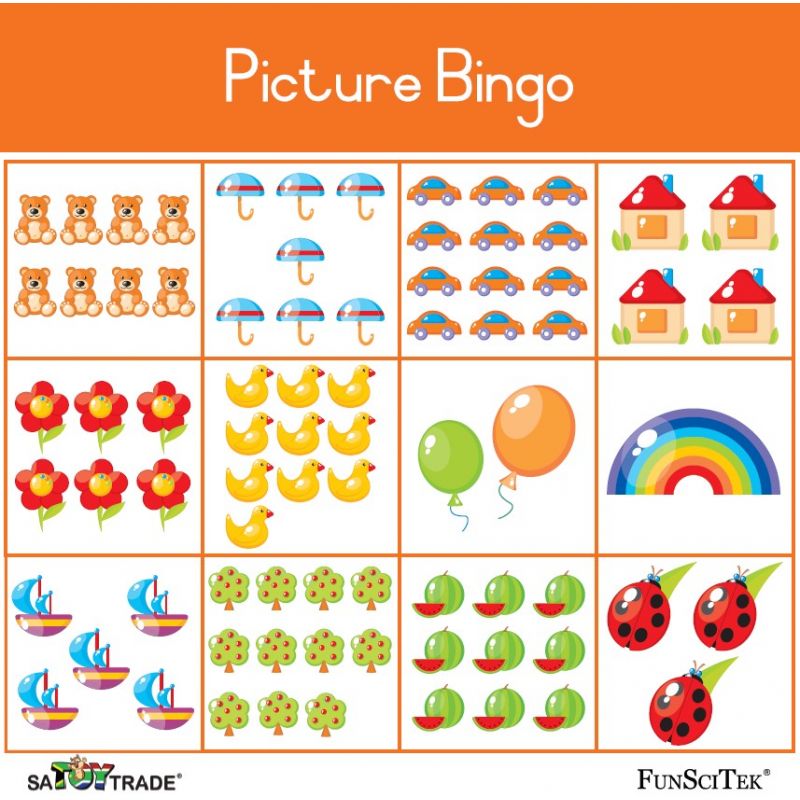 Bingo Numbers - 1-12  (Numbers & Pictures)