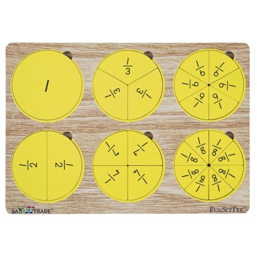 Fraction Board Set - A4 - Wood (1, 1/2, 1/3, 1/4, 1/6 1/8)