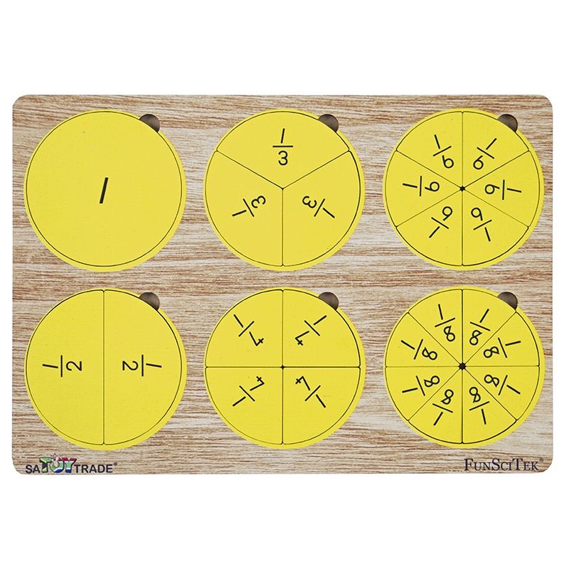 Fraction Board Set - A4 - Wood (1, 1/2, 1/3, 1/4, 1/6 1/8)