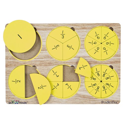Fraction Board Set - A4 - Wood (1, 1/2, 1/3, 1/4, 1/6 1/8)