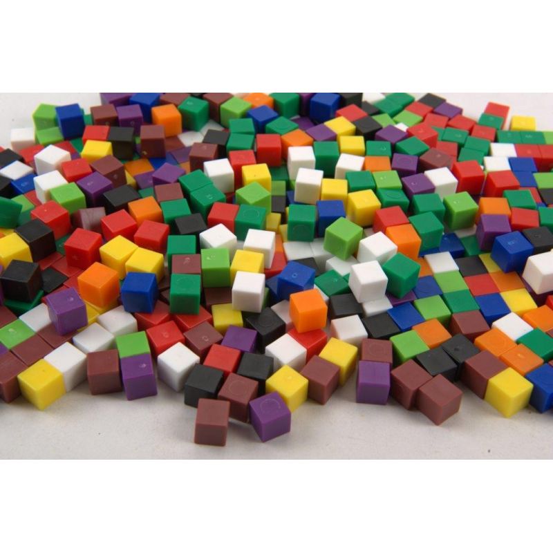 Cubes Metric 1cm 1g (10 colour, 1000pc) - solid plastic