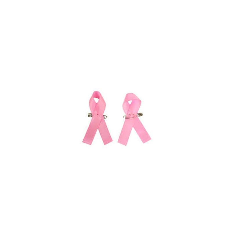Pink Breast Cancer Awareness Ribbons (100pc) with pin