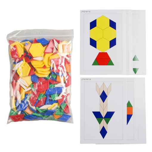 Pattern Blocks 6-shape 6-colour 2-side Recessed - Activity Set