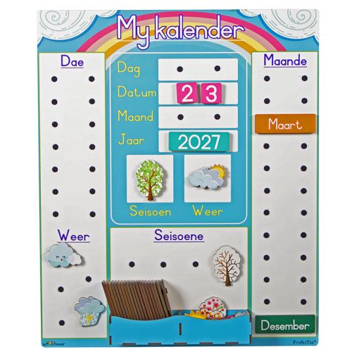 Weerkaart & Kalender - Afrikaans (Hout)