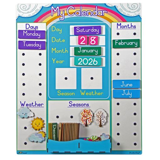 Weather Board & Calendar- English (Wood)