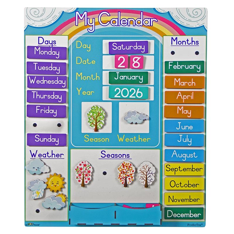 Weather Board & Calendar- English (Wood)