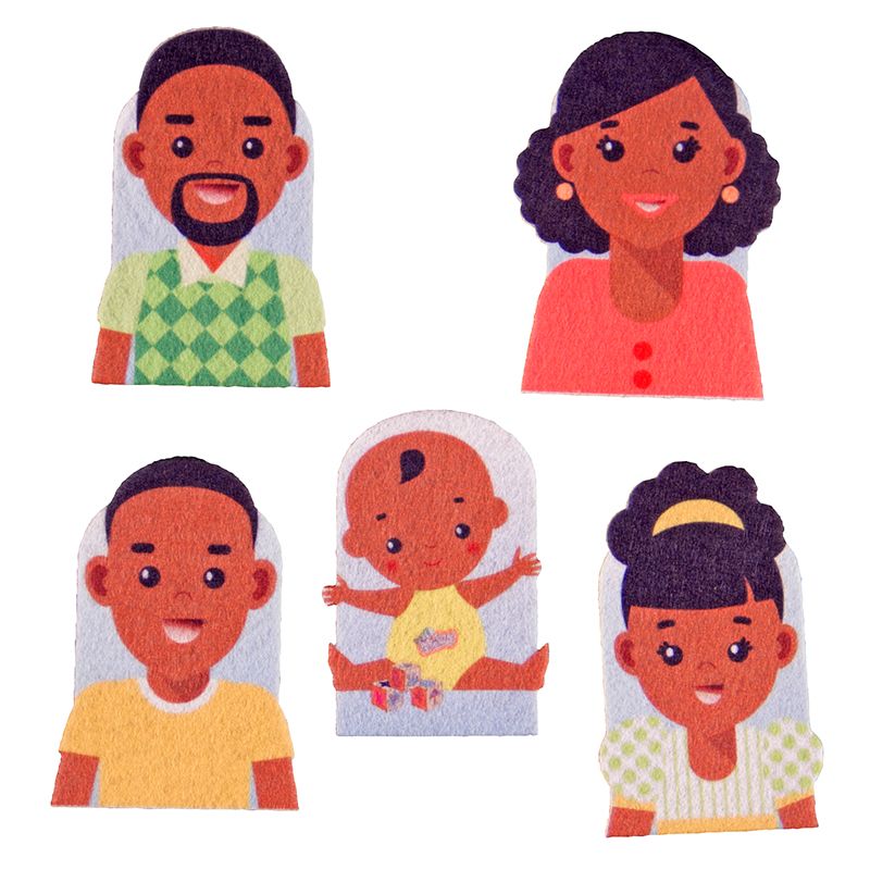 Finger Puppets - Printed African Family (5pc)