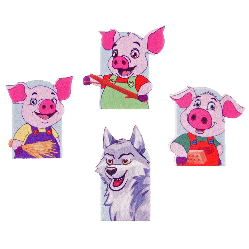 Finger - Printed Story Puppets - 3 Little Pigs (4pc)