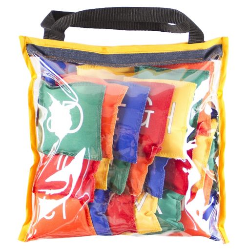 Bean Bags (11cm) - Printed Alphabet Phonic Pictures with Words D/S (26pc) in Bag