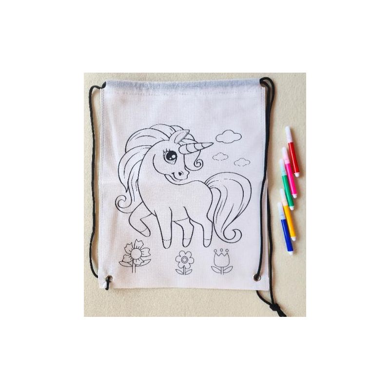 Craft Kit - Drawstring Bag Colour In Unicorn