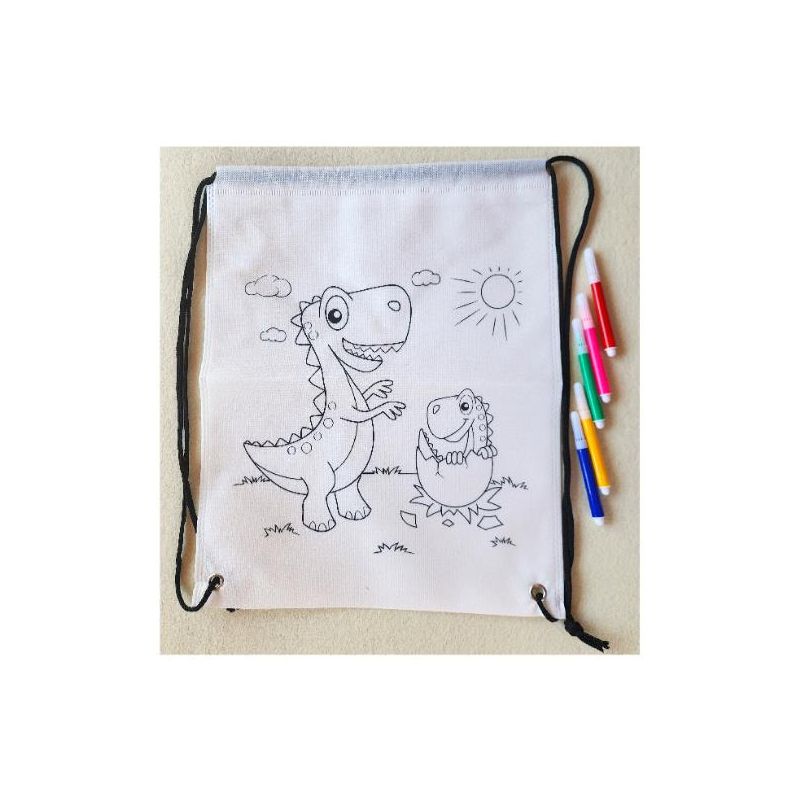 Craft Kit - Drawstring Bag Colour In Dinosaurs