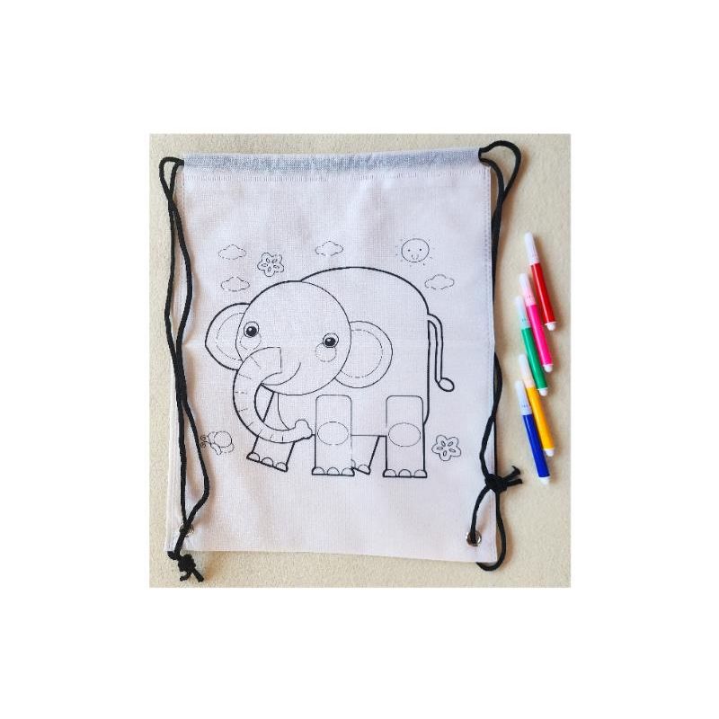 Craft Kit - Drawstring Bag Colour In Elephant
