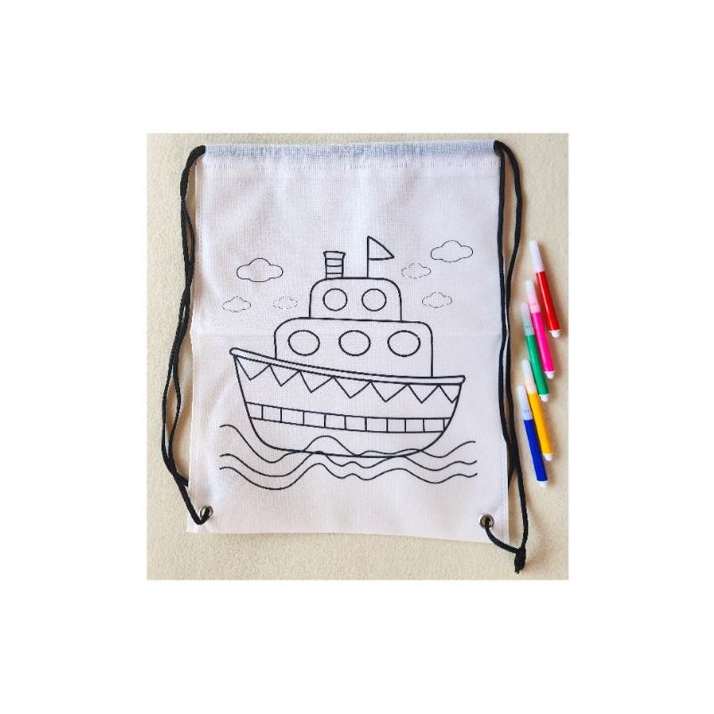 Craft Kit - Drawstring Bag Colour In Boat