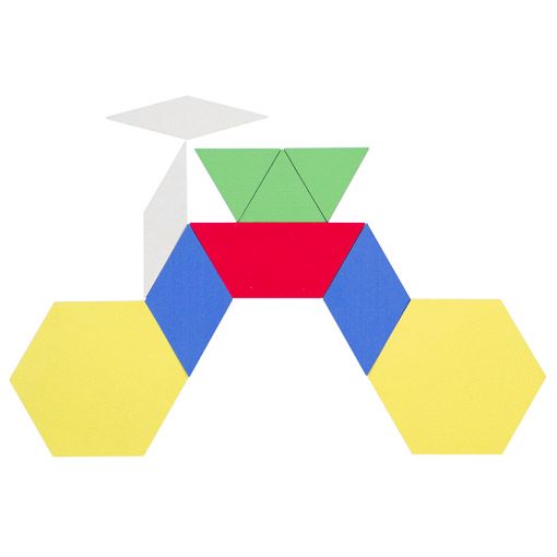 Pattern Blocks 6-shape 6-colour - Wood Med Magnetic (98pc) & Cards (A5 24pc)