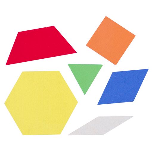 Pattern Blocks 6-shape 6-colour - Wood Med Magnetic (98pc) & Cards (A5 24pc)