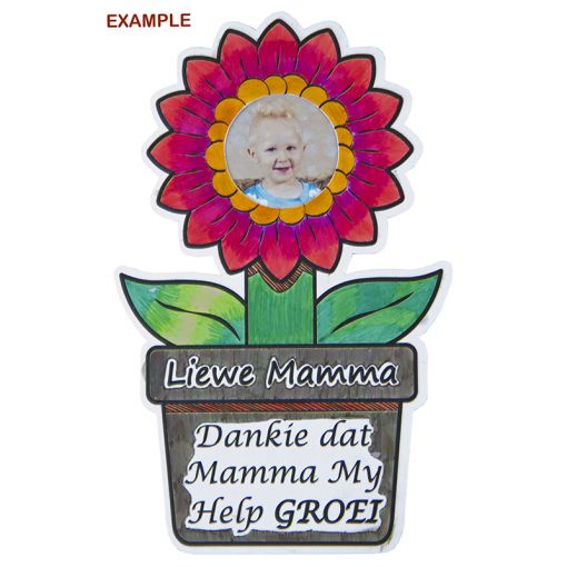 Mother's Day Kit 2 - Colour in - Flower Photo Frame Card (10pc) - Afrikaans
