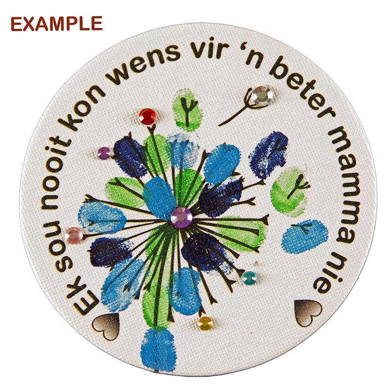 Mother's Day Kit 6 - Colour in Printed Canvas Small Circle (1pc) - Afrikaans