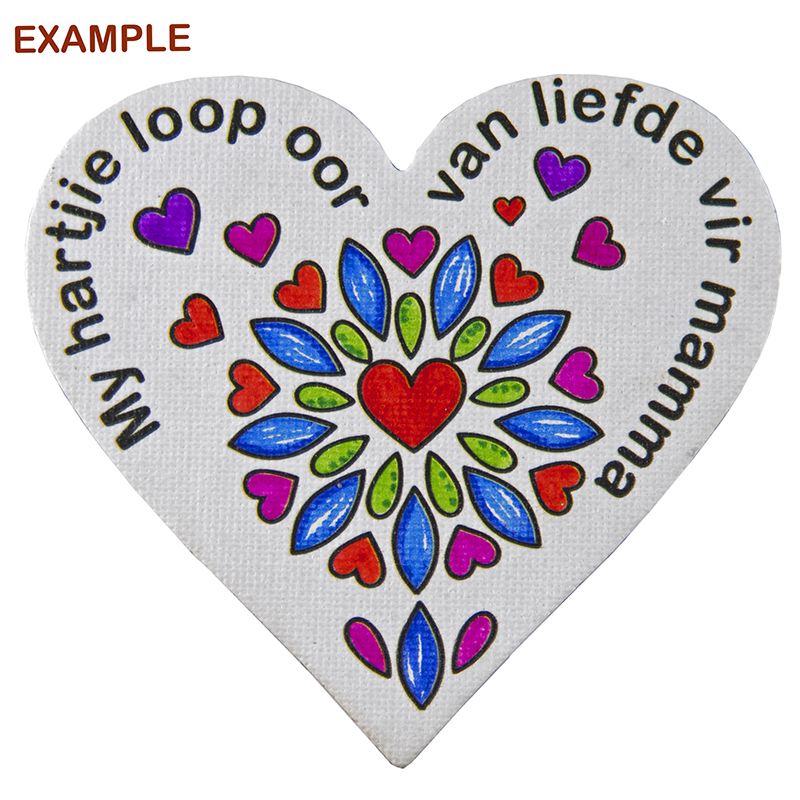 Mother's Day Kit 7 - Colour in Printed Canvas Small Heart (1pc) - Afrikaans