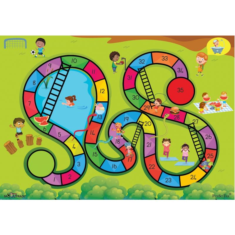 Snakes and Ladders - Healthy Living - Wooden Board Game (A3)