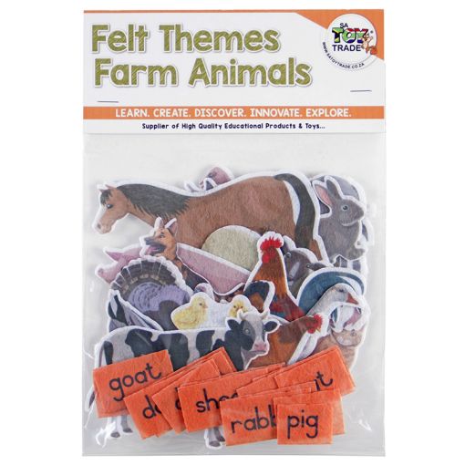 Felt Theme - Farm Animals - Pictures (16pc) - Captions (16pc)