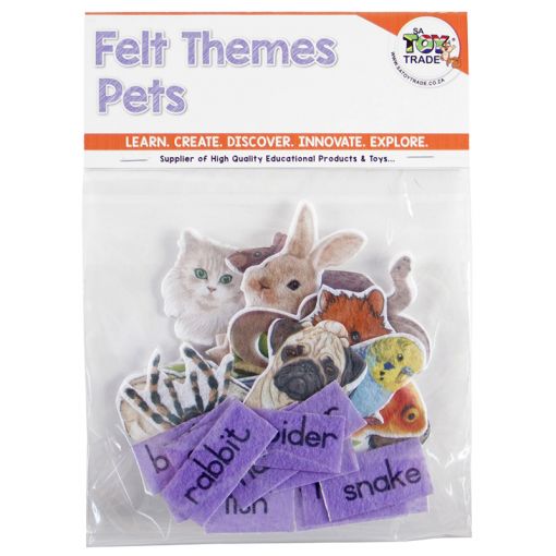 Felt Theme - Pets with Captions - Pictures (12pc) - Captions (12pc)