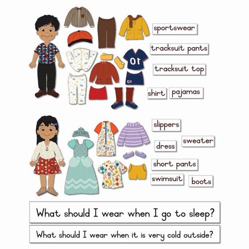 Felt Theme - Boy & Girl Dress Up with Captions (A2) - Pictures (47pc) - Captions (26pc)