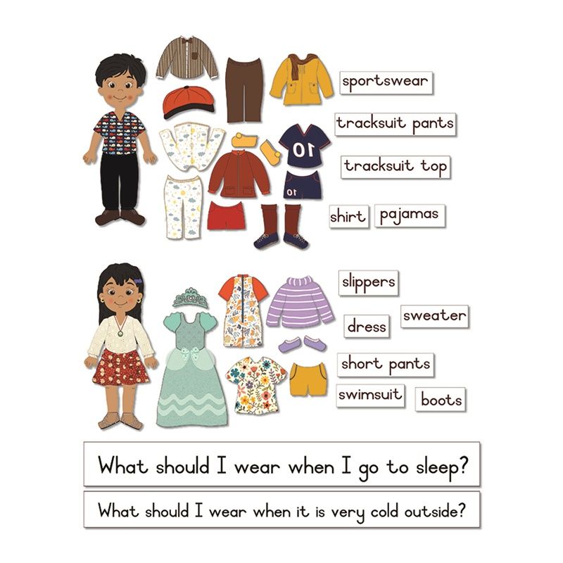 Felt Theme - Boy & Girl Dress Up with Captions (A2) - Pictures (47pc) - Captions (26pc)