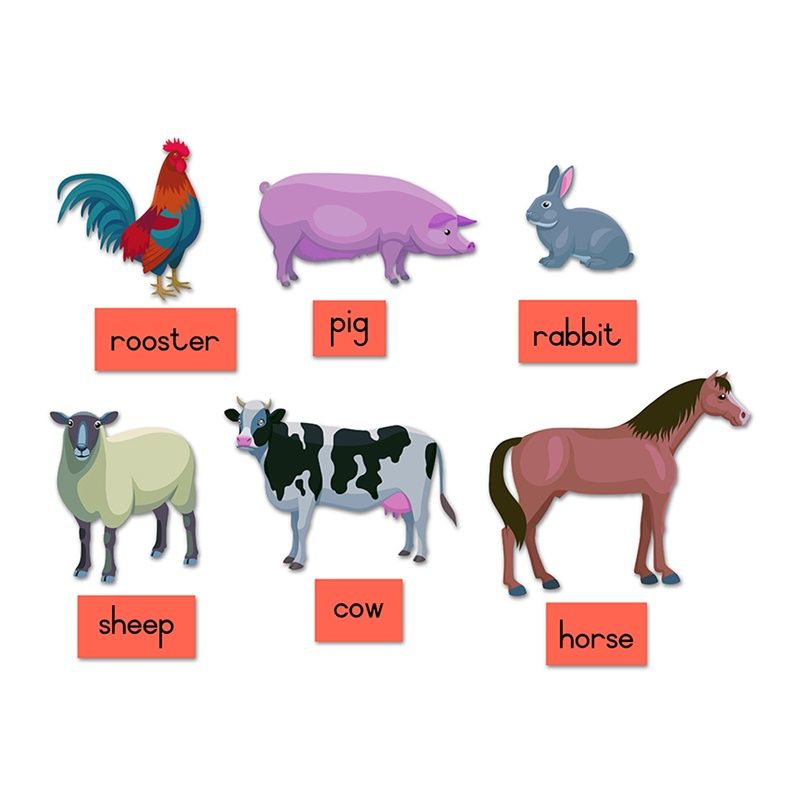 Felt Theme - Farm Animals - Pictures (16pc) - Captions (16pc)