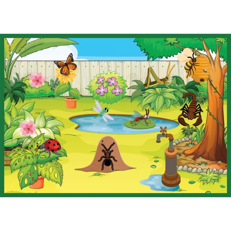 Felt Theme - Fun Insects, Spiders and their Habitat Scene  (A3 felt board included)