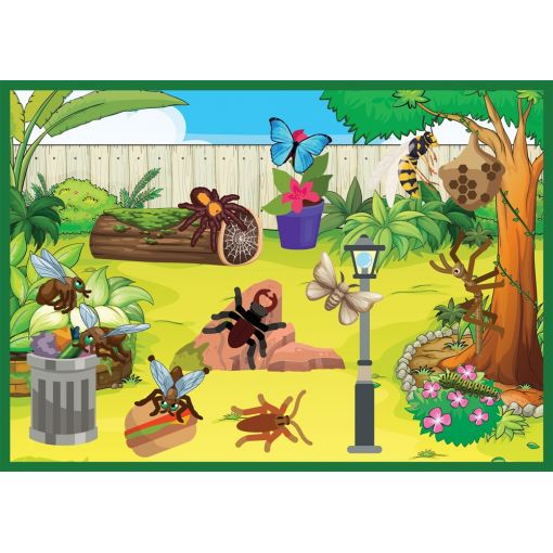 Felt Theme - Fun Insects, Spiders and their Habitat Scene  (A3 felt board included)