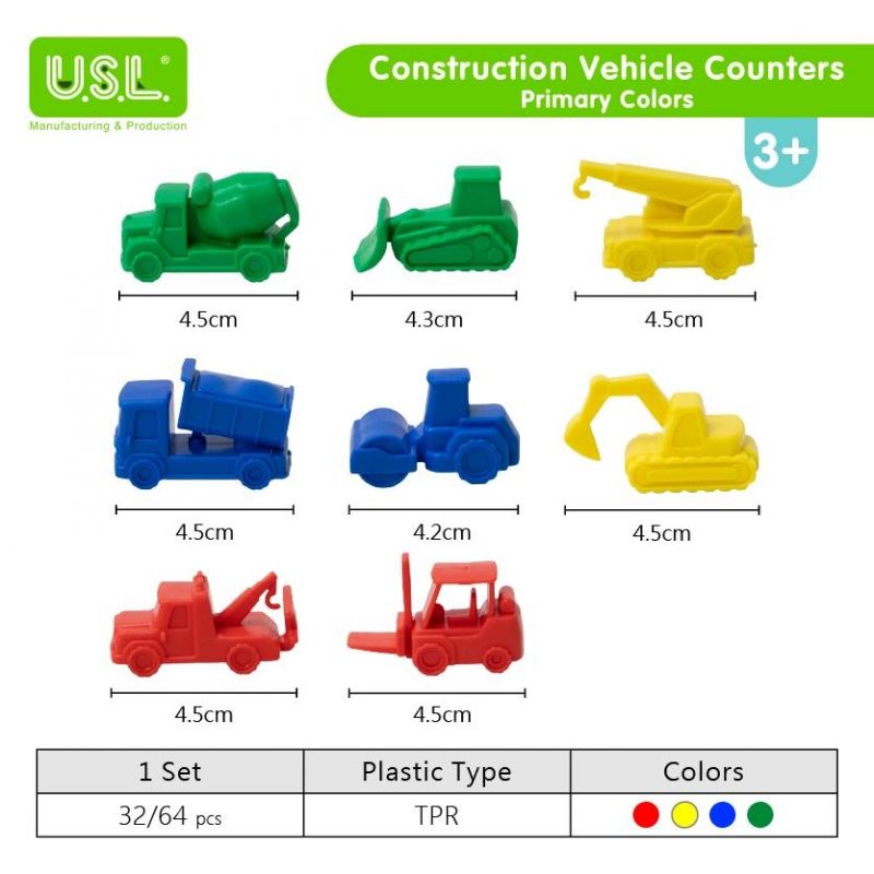 Counters - Construction Vehicles (8 designs) - 64pc in bag