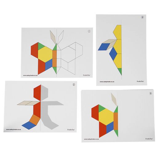 Pattern Blocks 6-shape 6-colour - Symmetry Cards (A5 12pc S/S) - Set 2