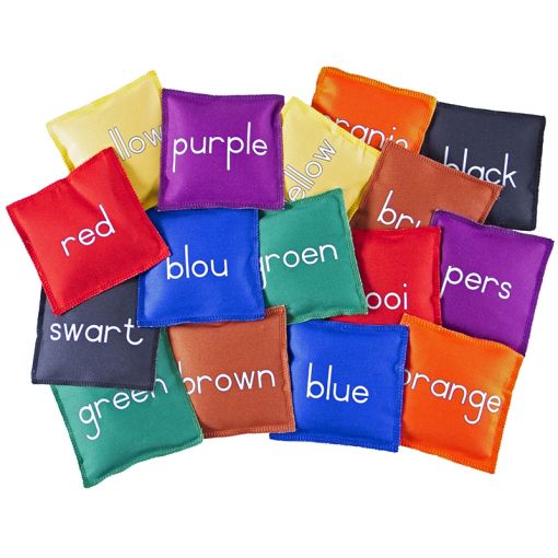 Bean Bags (11cm) - Printed Colours English/Afrikaans D/S (8pc) in PVC bag