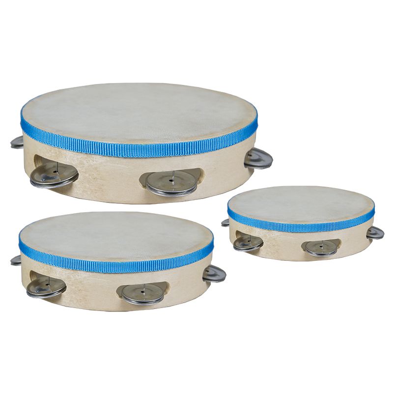 Wooden Tambourines - Head - Bells (3pc - Sm,Med & Lg)